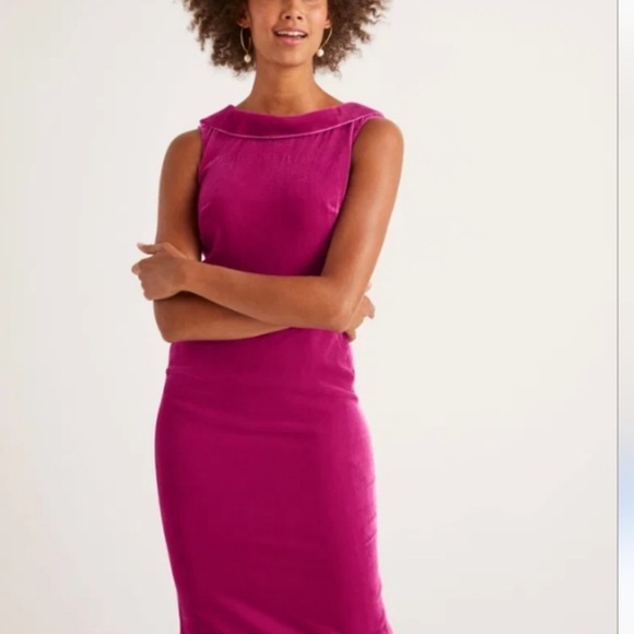 Boden Velvet Martha Midi Dress English Berry Magenta women’s‎ size 4 - Picture 15 of 16